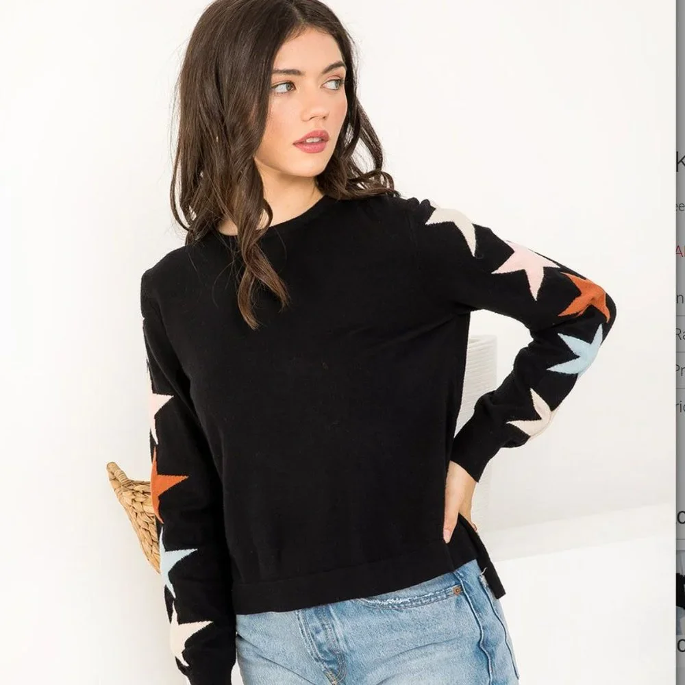 NWT - THML Star Sleeve Knit Top - Picture 2 of 6